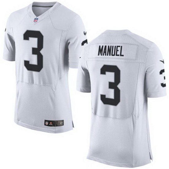 Men's Oakland Raiders #3 EJ Manuel Nike Elite White Jersey
