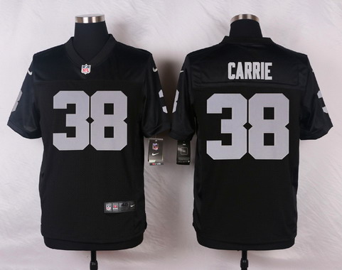 Men's Oakland Raiders #38 T. J. Carrie Black Team Color NFL Nike Elite Jersey