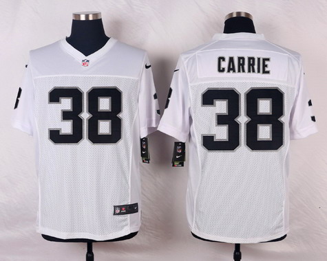 Men's Oakland Raiders #38 T. J. Carrie White Road NFL Nike Elite Jersey