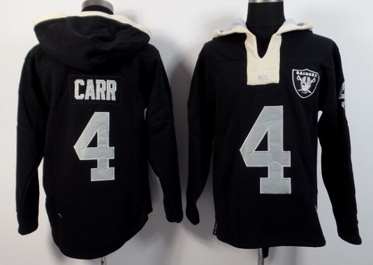 Men's Oakland Raiders #4 Derek Carr Black Team Color 2015 NFL Hoodie