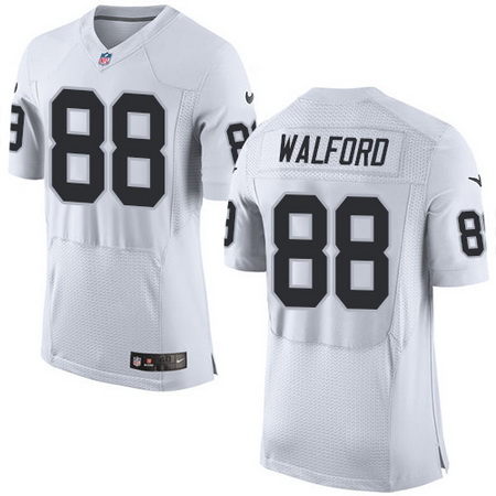 Men's Oakland Raiders #88 Clive Walford NEW Logo White Road Nike Elite Jerse