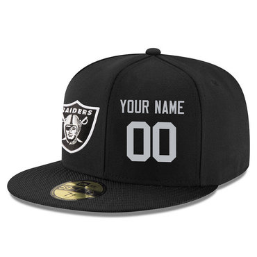 Men's Oakland Raiders Black Color Snapback Custom Hat (Stitched any name&number)