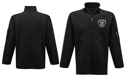 Men's Oakland Raiders Blank Antigua Charcoal Fortune Sweater Knit Microfleece Quarter-Zip Pullover Dark Gray Jacket