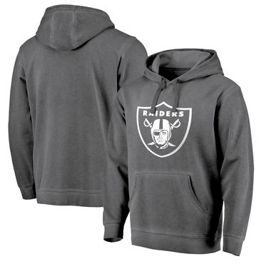 Men's Oakland Raiders NFL Pro Line By Fanatics Branded Black White Logo Shadow Washed Pullover Hoodie