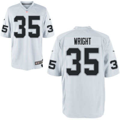 Men's Oakland Raiders Nike #35 WRIGHT White Elite Jersey
