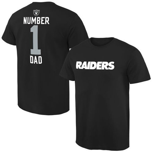 Men's Oakland Raiders Pro Line College Number 1 Dad T-Shirt Black