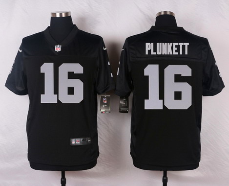 Men's Oakland Raiders Retired Player #16 Jim Plunkett Black Elite Jersey