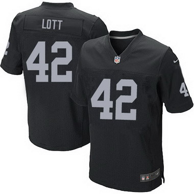 Men's Oakland Raiders Retired Player #42 Ronnie Lott Black Elite Jersey