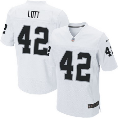 Men's Oakland Raiders Retired Player #42 Ronnie Lott White Elite Jersey