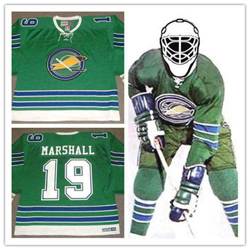 Men's Oakland Seals #19 bert marshall 1968 CCM Vintage Throwback Home Green Stitched Jersey