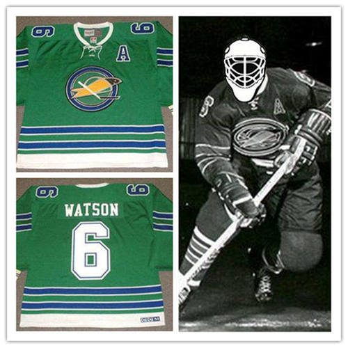 Men's Oakland Seals #6 BRYAN WATSON 1968 CCM Vintage Throwback Home Green Stitched Jersey
