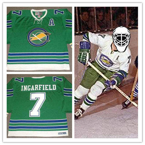 Men's Oakland Seals #7 EARL INGARFIELD 1968 CCM Vintage Throwback Home Green Stitched Jersey