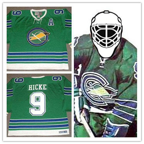Men's Oakland Seals #9 BILL HICKE 1967 CCM Vintage Throwback Home Green Stitched Jersey