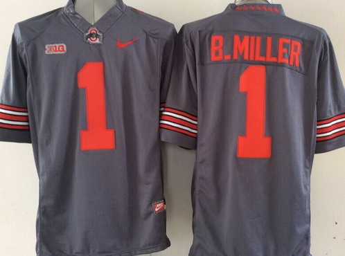 Men's Ohio State Buckeyes #1 Baxton Miller Gray College Football Nike Limited Jersey