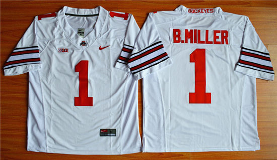 Men's Ohio State Buckeyes #1 Braxton Miller Nike White Limited College Football Jersey