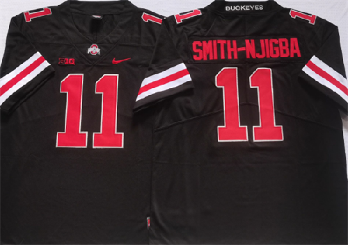 Men's Ohio State Buckeyes #11 SMITH-NJIGBA Black Stitched Jerseys