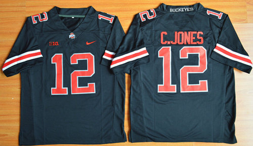 Men's Ohio State Buckeyes #12 Cardale Jones Blackout Nike Limited College Football Jersey