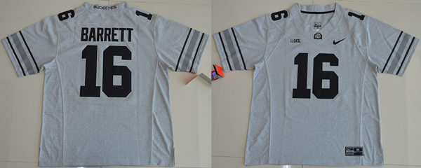 Men's Ohio State Buckeyes #16 J.T. Barrett 2016 Nike Gridion Gray II College Football Jersey