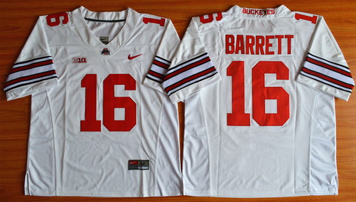 Men's Ohio State Buckeyes #16 J.T. Barrett Nike White Limited College Football Jersey