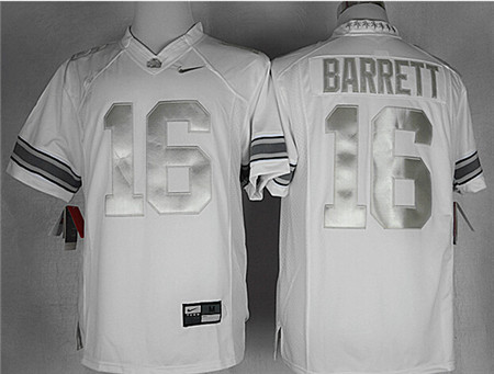 Men's Ohio State Buckeyes #16 J.T. Barrett White Platinum Limited College Football Jersey
