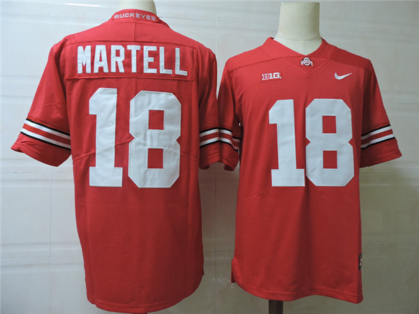 Men's Ohio State Buckeyes #18 Tate Martell Red Football Jersey