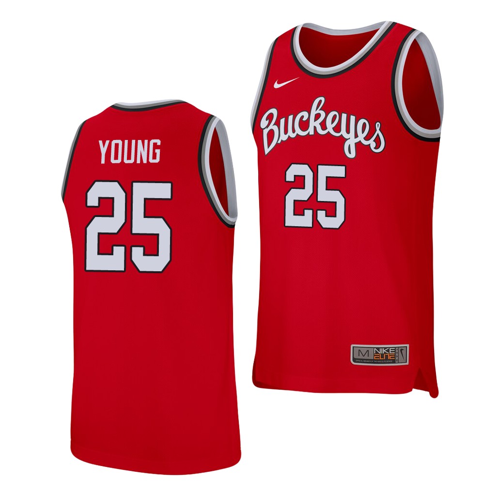 Men's Ohio State Buckeyes #25 Kyle Young Nike 2020 Scarlet College Baketball Jersey