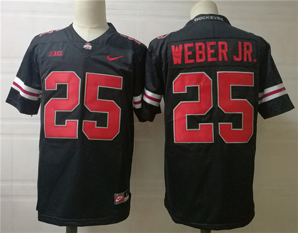 Men's Ohio State Buckeyes #25 Mike Weber Jr. Nike Blackout Football Jersey