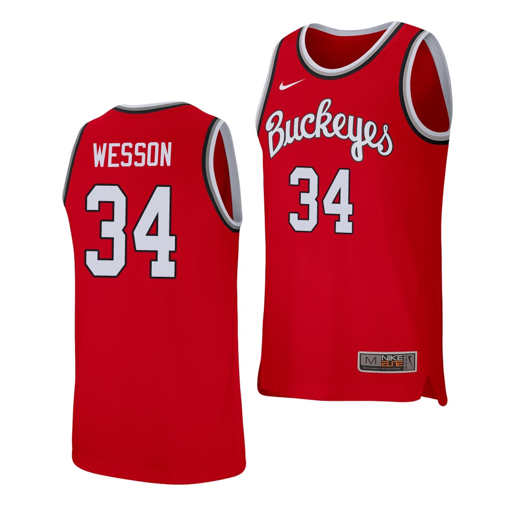 Men's Ohio State Buckeyes #34 Kaleb Wesson Nike 2020 Scarlet College Baketball Jersey