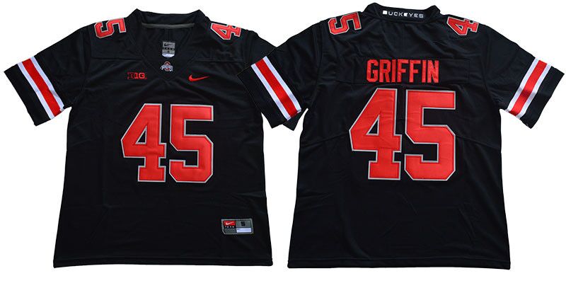 Men's Ohio State Buckeyes #45 Archie Griffin Blackout Nike Limited College Football Jersey
