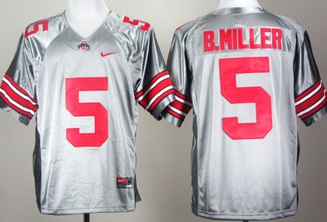 Men's Ohio State Buckeyes #5 Braxton Miller Gray Jersey