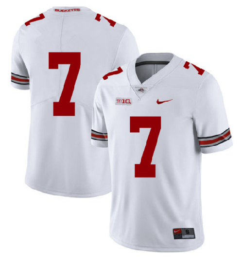 Men's Ohio State Buckeyes #7 White Stitched Jersey