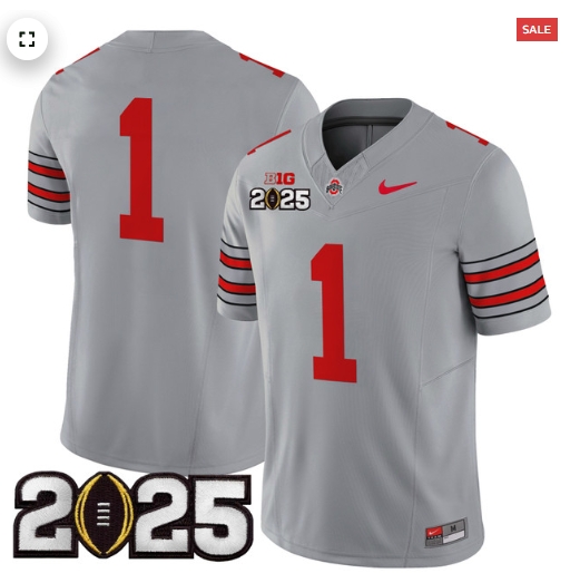 Men's Ohio State Buckeyes 'Heritage Stripe' 2025 CFP Final Patch Vapor Limited Jersey - All Stitched  Gray #1 Team