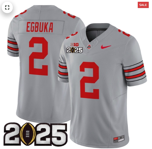 Men's Ohio State Buckeyes 'Heritage Stripe' 2025 CFP Final Patch Vapor Limited Jersey - All Stitched  Gray Emeka Egbuka 2