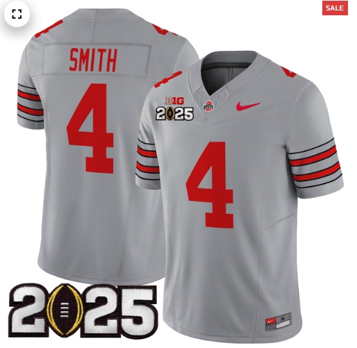 Men's Ohio State Buckeyes 'Heritage Stripe' 2025 CFP Final Patch Vapor Limited Jersey - All Stitched  Gray Jeremiah Smith