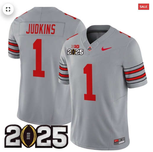 Men's Ohio State Buckeyes 'Heritage Stripe' 2025 CFP Final Patch Vapor Limited Jersey - All Stitched  Gray Quinshon Judkins