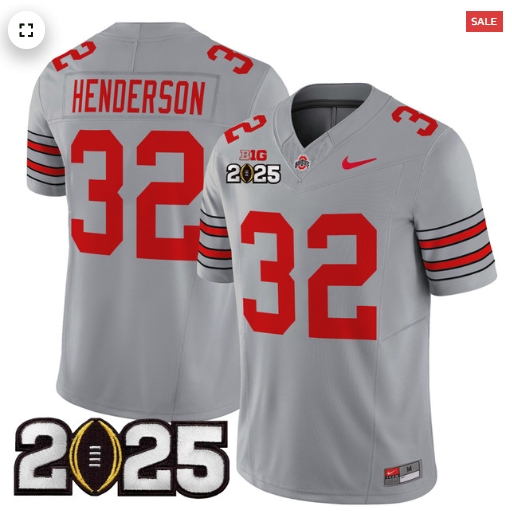 Men's Ohio State Buckeyes 'Heritage Stripe' 2025 CFP Final Patch Vapor Limited Jersey - All Stitched  Gray Treveyon Henderson