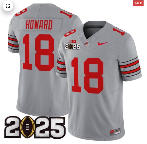 Men's Ohio State Buckeyes 'Heritage Stripe' 2025 CFP Final Patch Vapor Limited Jersey - All Stitched  Gray Will Howard