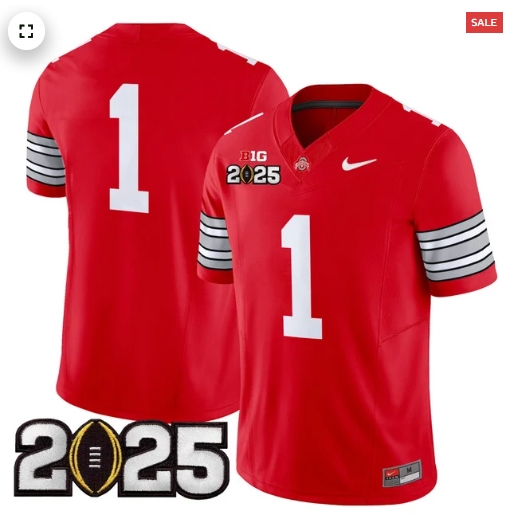 Men's Ohio State Buckeyes 'Heritage Stripe' 2025 CFP Final Patch Vapor Limited Jersey - All Stitched  Red #1 Team