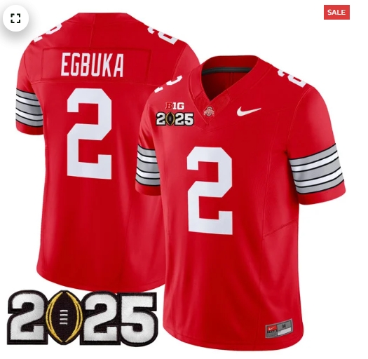 Men's Ohio State Buckeyes 'Heritage Stripe' 2025 CFP Final Patch Vapor Limited Jersey - All Stitched  Red Emeka Egbuka