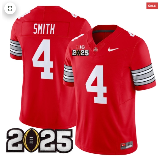 Men's Ohio State Buckeyes 'Heritage Stripe' 2025 CFP Final Patch Vapor Limited Jersey - All Stitched  Red Jeremiah Smith