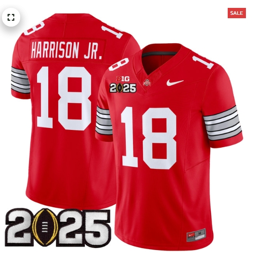 Men's Ohio State Buckeyes 'Heritage Stripe' 2025 CFP Final Patch Vapor Limited Jersey - All Stitched  Red Marvin Harrison Jr.