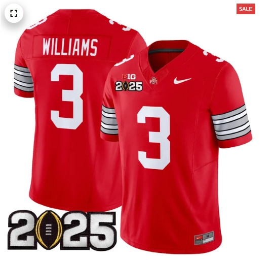 Men's Ohio State Buckeyes 'Heritage Stripe' 2025 CFP Final Patch Vapor Limited Jersey - All Stitched  Red Miyan Williams