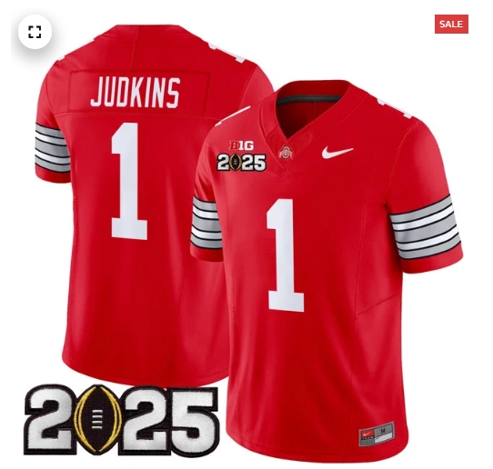 Men's Ohio State Buckeyes 'Heritage Stripe' 2025 CFP Final Patch Vapor Limited Jersey - All Stitched  Red Quinshon Judkins