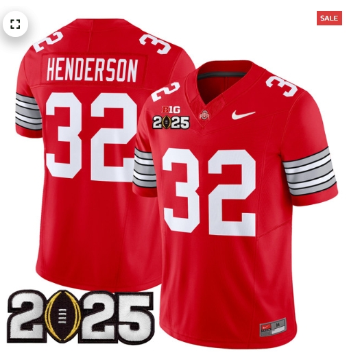 Men's Ohio State Buckeyes 'Heritage Stripe' 2025 CFP Final Patch Vapor Limited Jersey - All Stitched  Red Treveyon Henderson