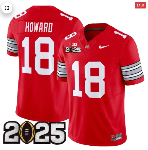 Men's Ohio State Buckeyes 'Heritage Stripe' 2025 CFP Final Patch Vapor Limited Jersey - All Stitched  Red Will Howard