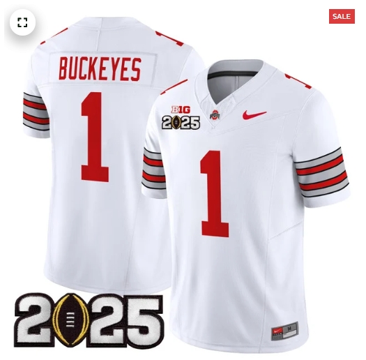 Men's Ohio State Buckeyes 'Heritage Stripe' 2025 CFP Final Patch Vapor Limited Jersey - All Stitched  White #1 Buckeyes