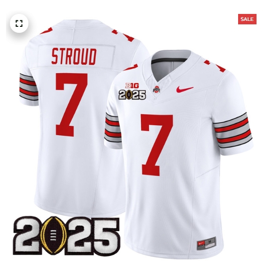 Men's Ohio State Buckeyes 'Heritage Stripe' 2025 CFP Final Patch Vapor Limited Jersey - All Stitched  White C J Stroud
