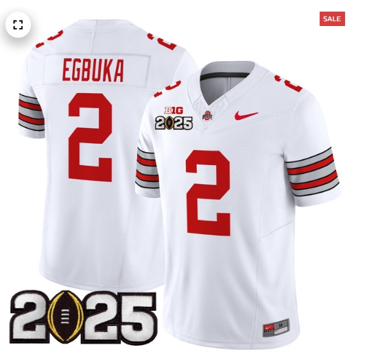 Men's Ohio State Buckeyes 'Heritage Stripe' 2025 CFP Final Patch Vapor Limited Jersey - All Stitched  White Emeka Egbuka