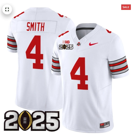 Men's Ohio State Buckeyes 'Heritage Stripe' 2025 CFP Final Patch Vapor Limited Jersey - All Stitched  White Jeremiah Smith