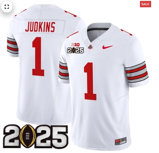 Men's Ohio State Buckeyes 'Heritage Stripe' 2025 CFP Final Patch Vapor Limited Jersey - All Stitched  White Quinshon Judkins